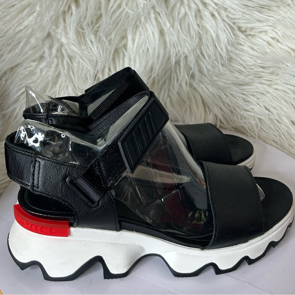Sorel Black and White Kinetic Sandals - Picture 3 of 10